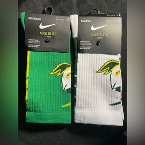 Nike Elite Crew Basketball Socks - Green, White, and Yellow